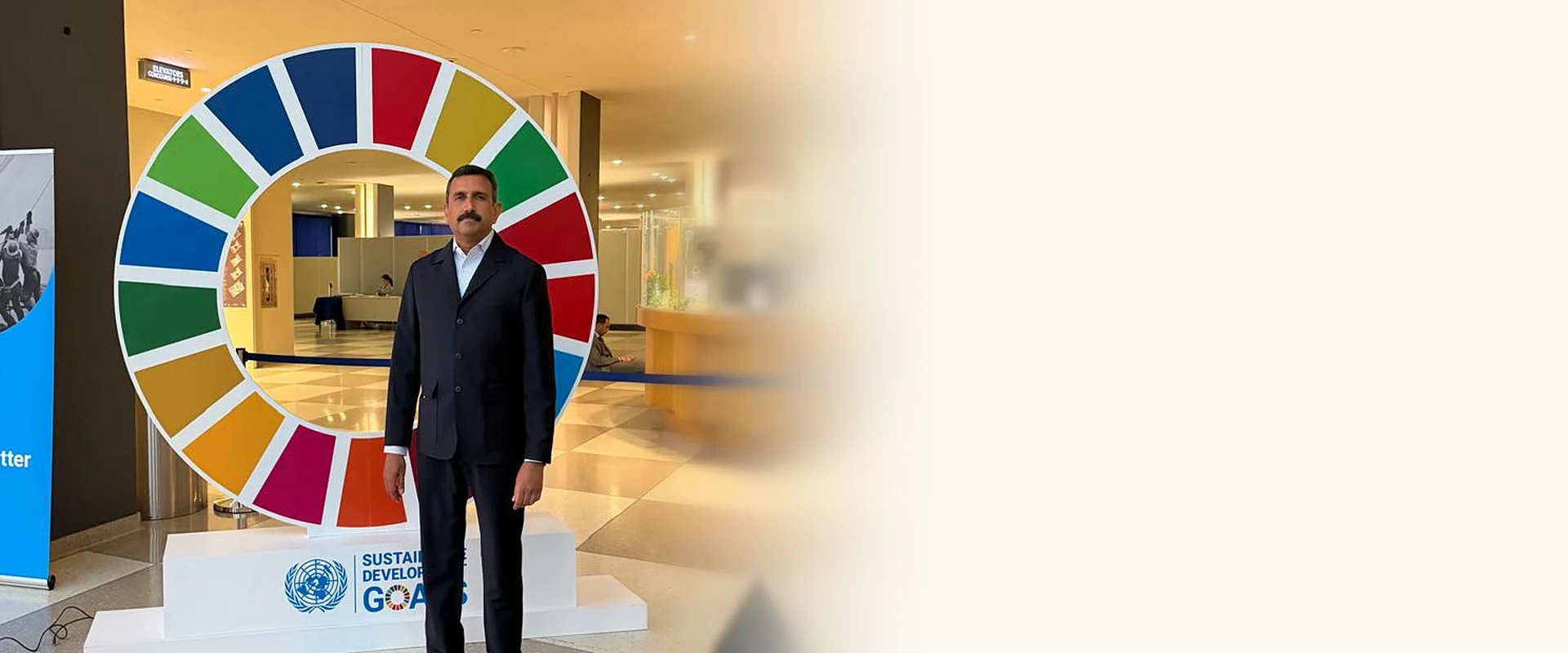 Dr Ajayya Kumar at the Sustainable Development Goals installation, United Nations Headquarters, New York